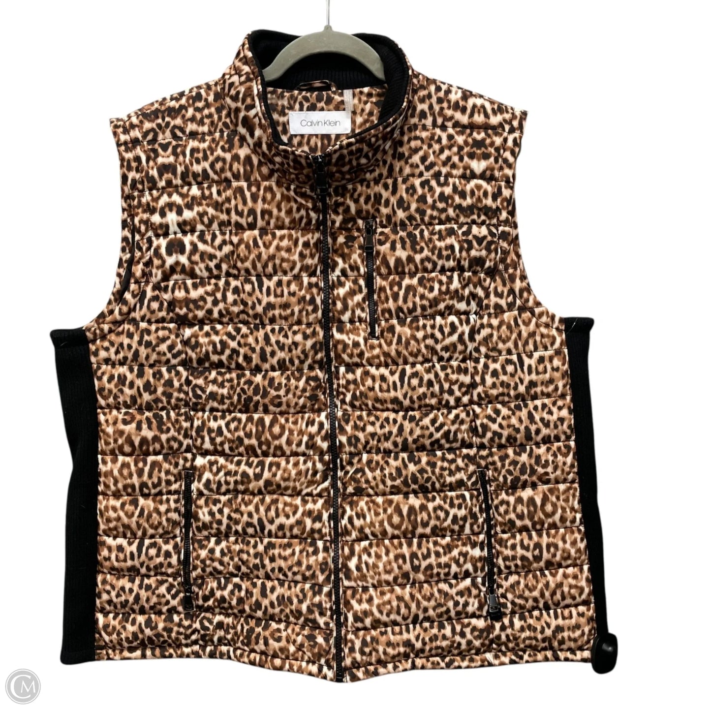 Vest Puffer & Quilted By Calvin Klein In Animal Print, Size: 2x