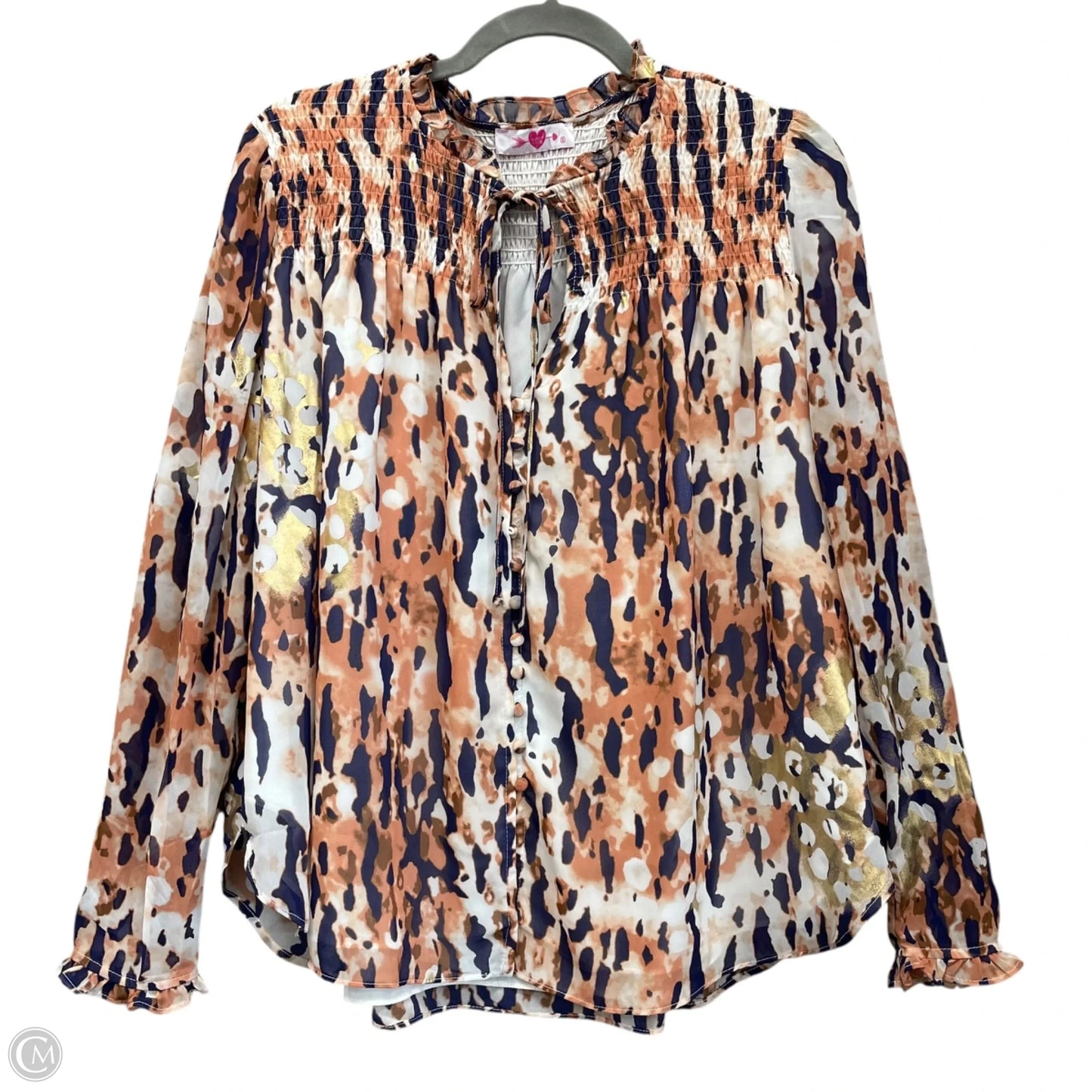 Blouse Long Sleeve By Buddy Love In Blue & Orange, Size: S