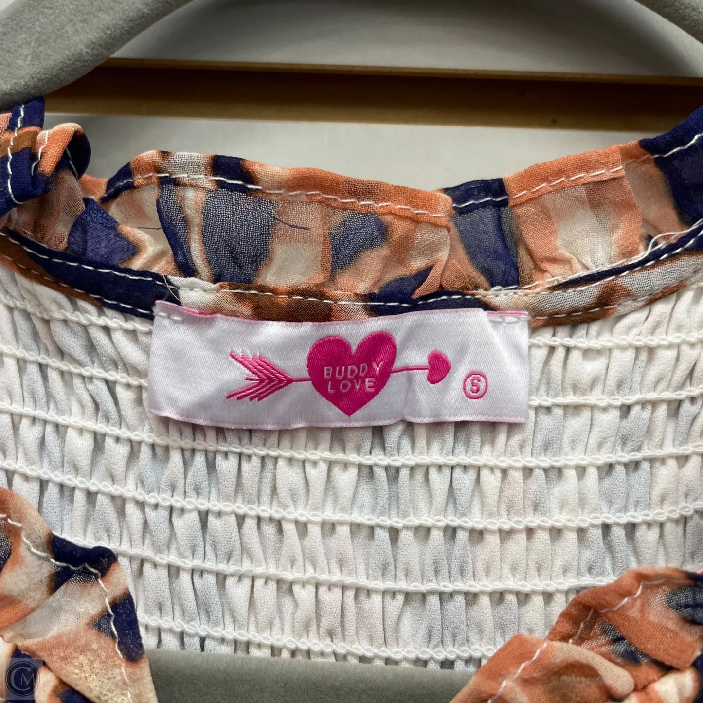 Blouse Long Sleeve By Buddy Love In Blue & Orange, Size: S