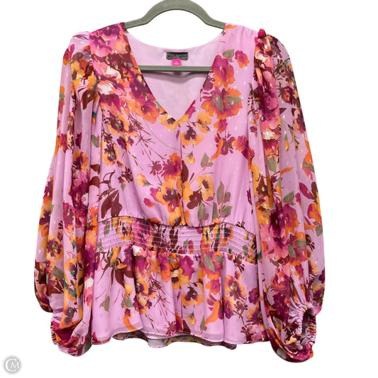 Blouse Long Sleeve By Vince Camuto In Pink, Size: S