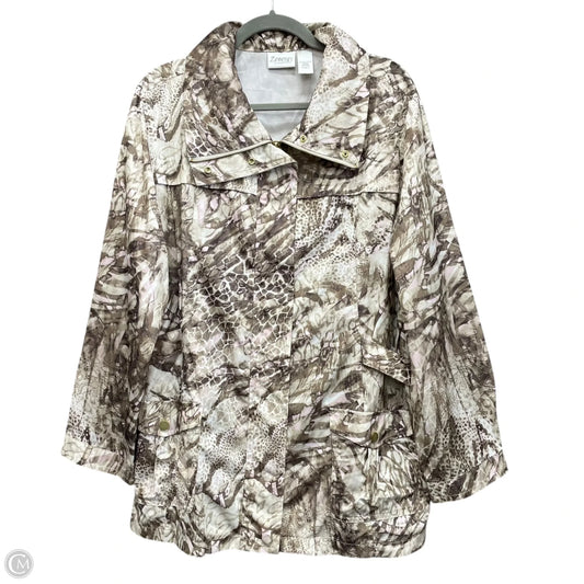 Jacket Windbreaker By Zenergy By Chicos In Brown & Cream, Size: Xl