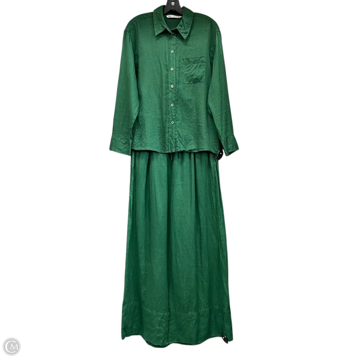 Top 2pc Long Sleeve By Zara In Green, Size: L