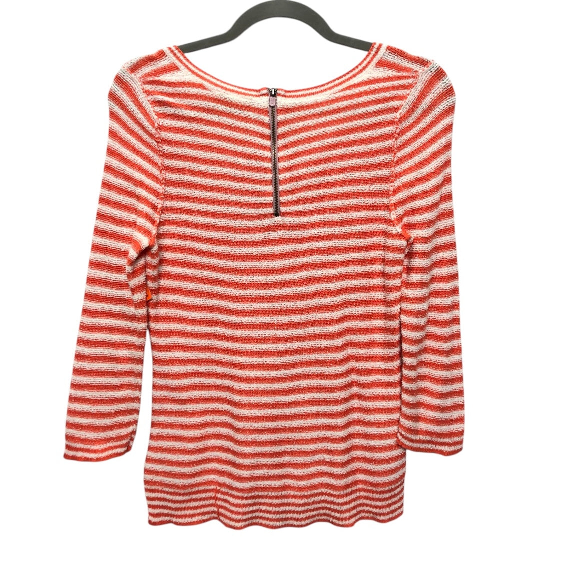 Top 3/4 Sleeve By Hwr In Orange & White, Size:M