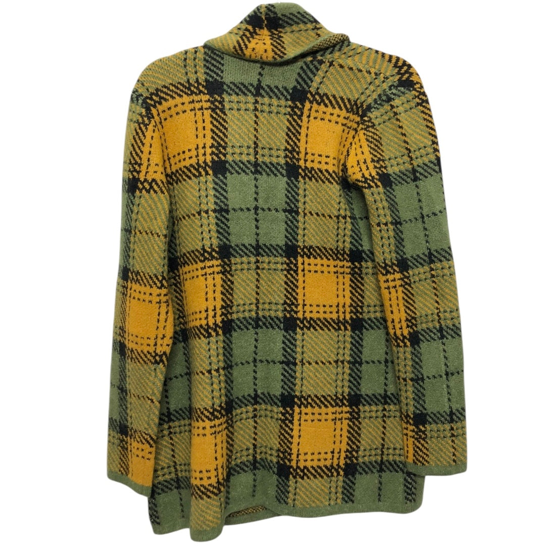 Sweater Cardigan By Ann Taylor In Green & Yellow, Size:S