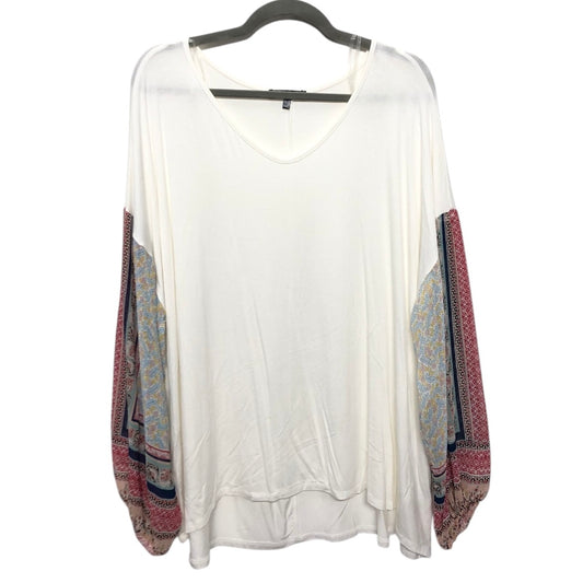 TOP LS by ANDREE BY UNIT In WHITE, Size: 1X
