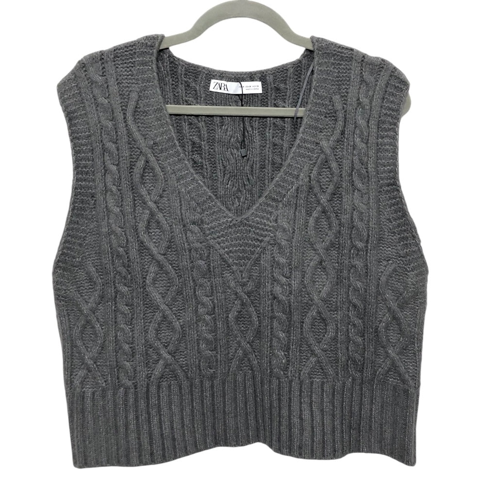 Vest Sweater By Zara Basic In Grey, Size:M