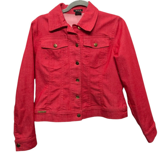 Jacket Denim By Iman Hsn In Red, Size:S