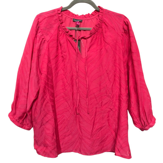 Blouse 3/4 Sleeve By Vince Camuto In Pink, Size:M