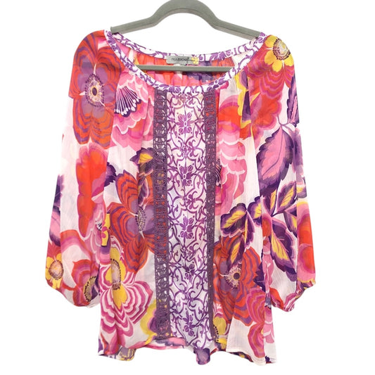 Top 3/4 Sleeve By Figuero & Flower In Multi