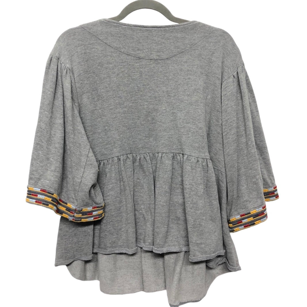 Tunic 3/4 Sleeve By Ivy Jane In Grey, Size:M