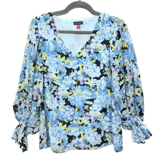 Blouse Ls By Vince Camuto In Blue, Size:Xs