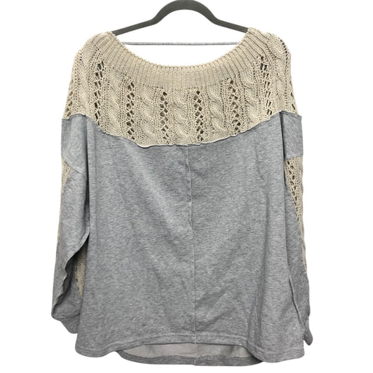 Top Ls By Clothes Mentor In Grey & Tan, Size:M