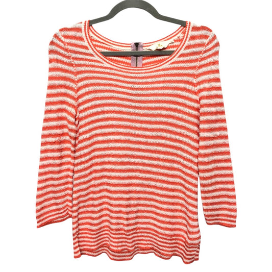 Top 3/4 Sleeve By Hwr In Orange & White, Size:M