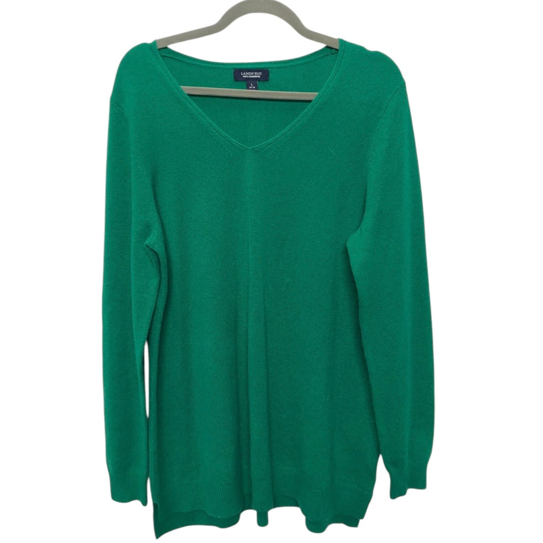 Sweater Cashmere By Lands End In Green, Size:L
