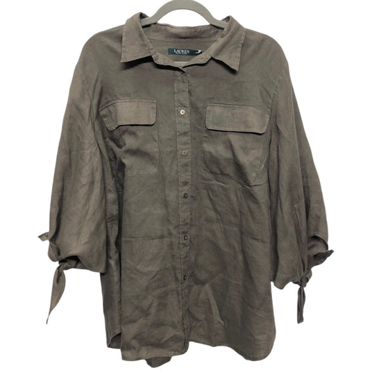 Top 3/4 Sleeve By Lauren By Ralph Lauren In Green, Size:2X