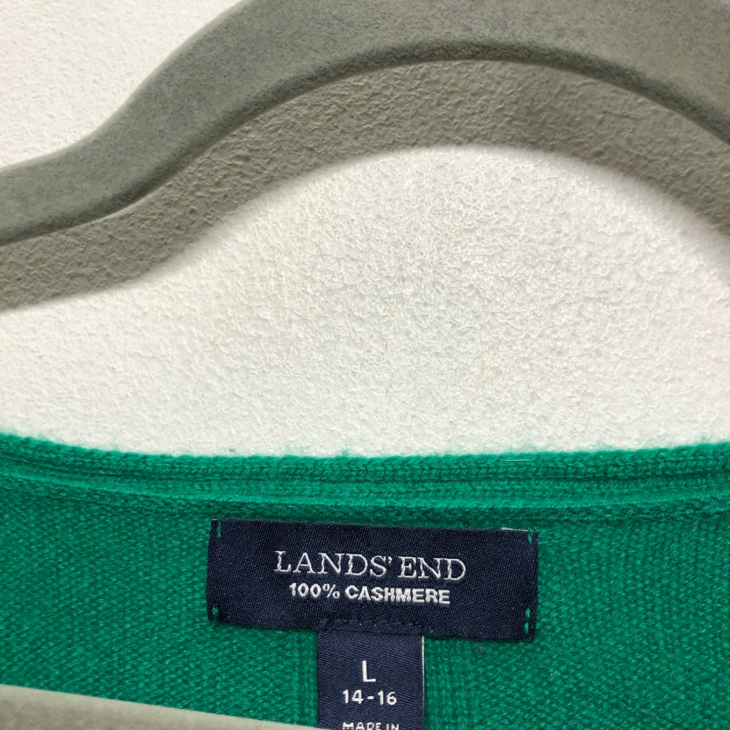 Sweater Cashmere By Lands End In Green, Size:L