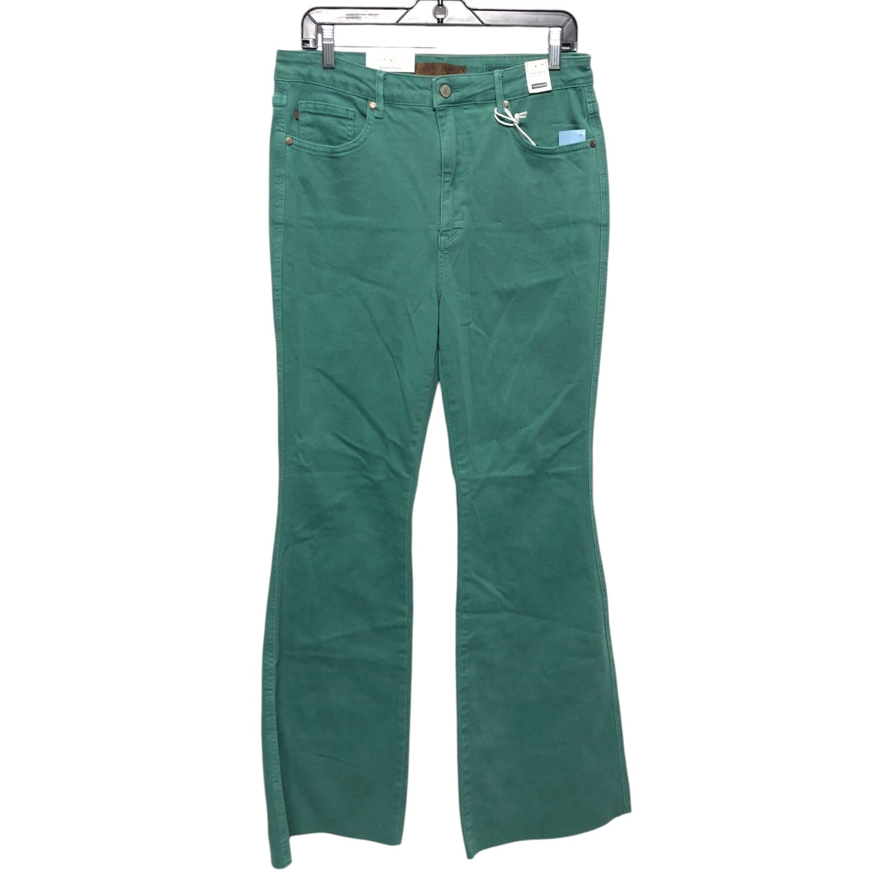 Jeans Flared By Judy Blue In Green Denim, Size:14