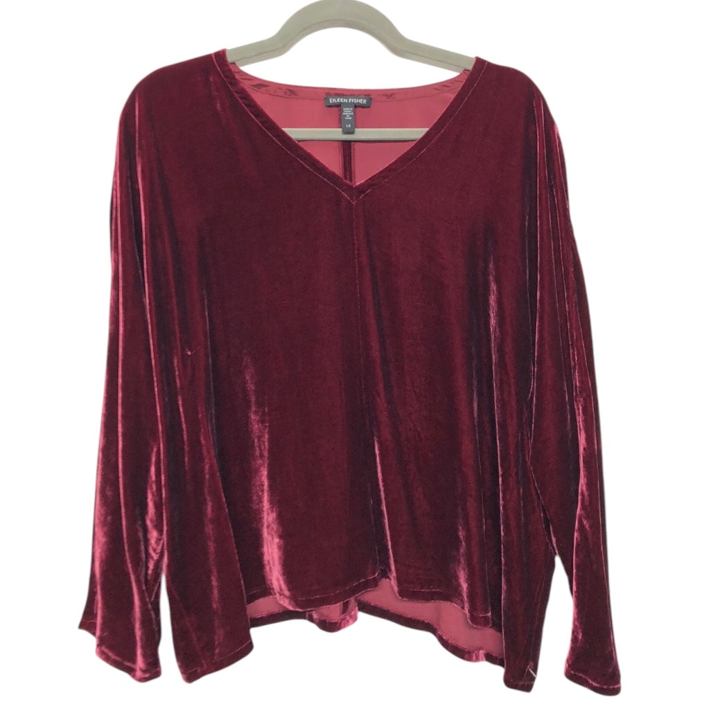 Top 3/4 Sleeve By Eileen Fisher In Maroon, Size:L