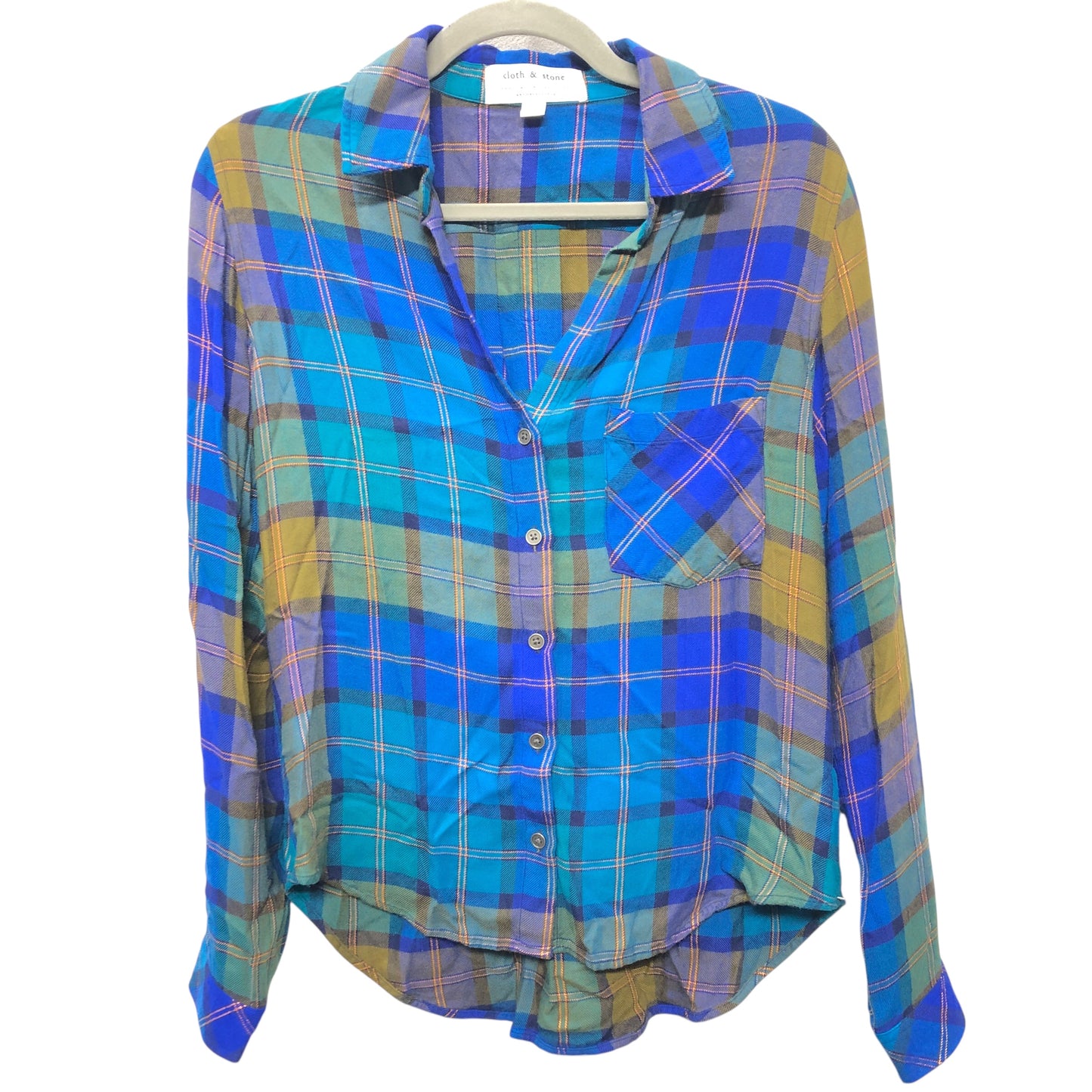 Top Ls By Cloth & Stone In Blue & Green, Size:Xs