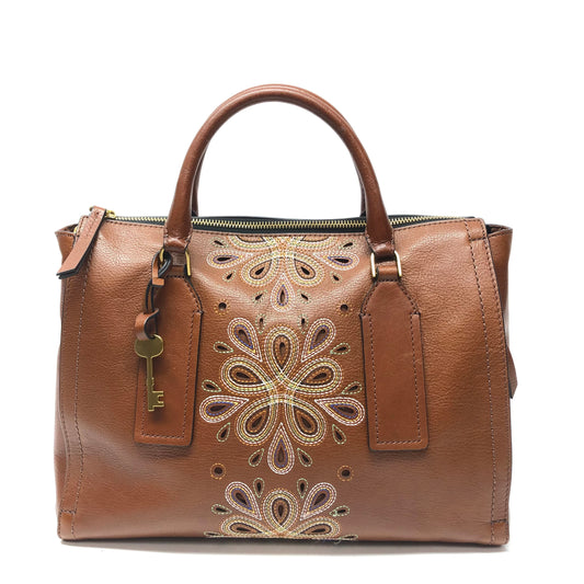 Crossbody Leather By Fossil, Size: Medium
