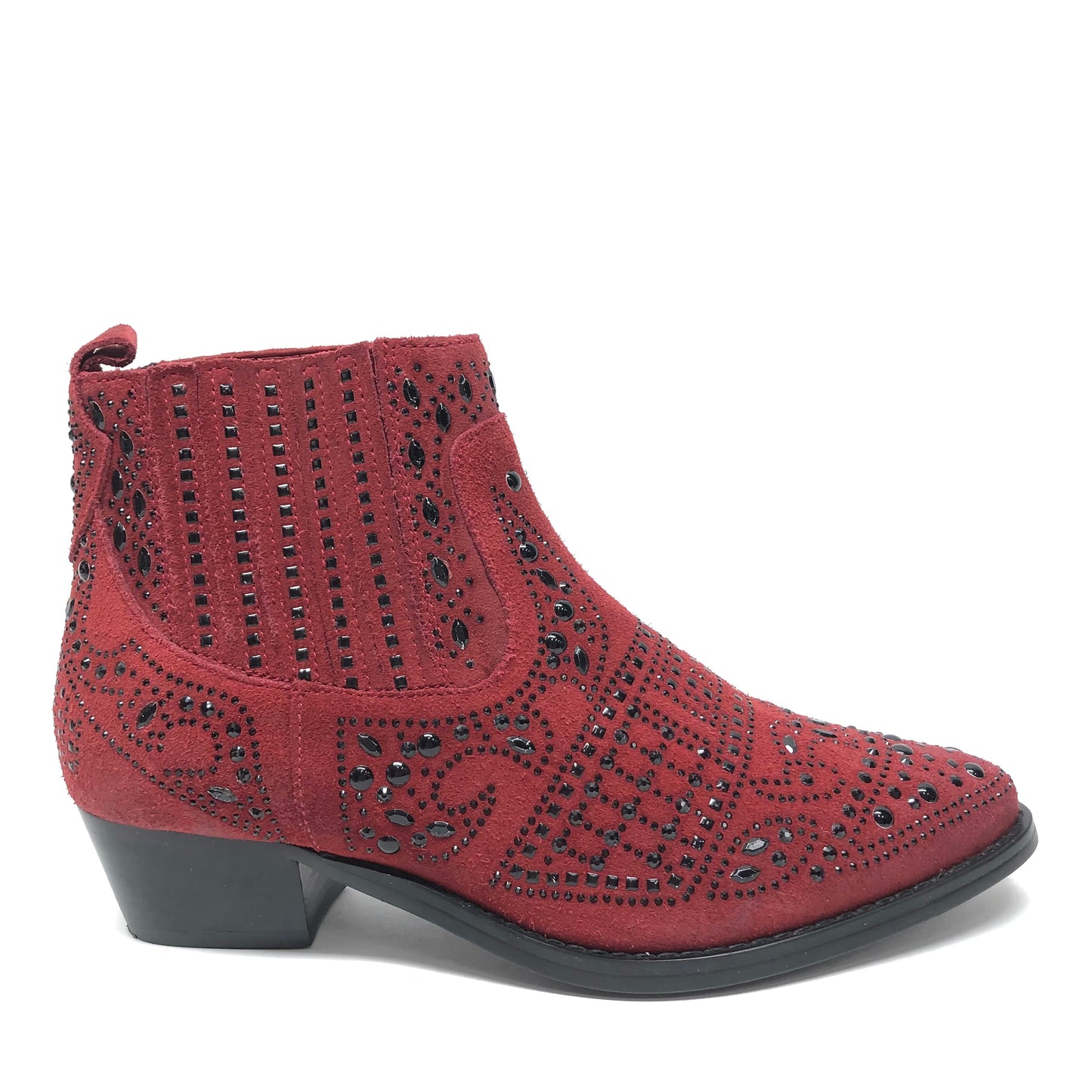 Boots Ankle Heels By Cmb In Black & Red, Size: 7