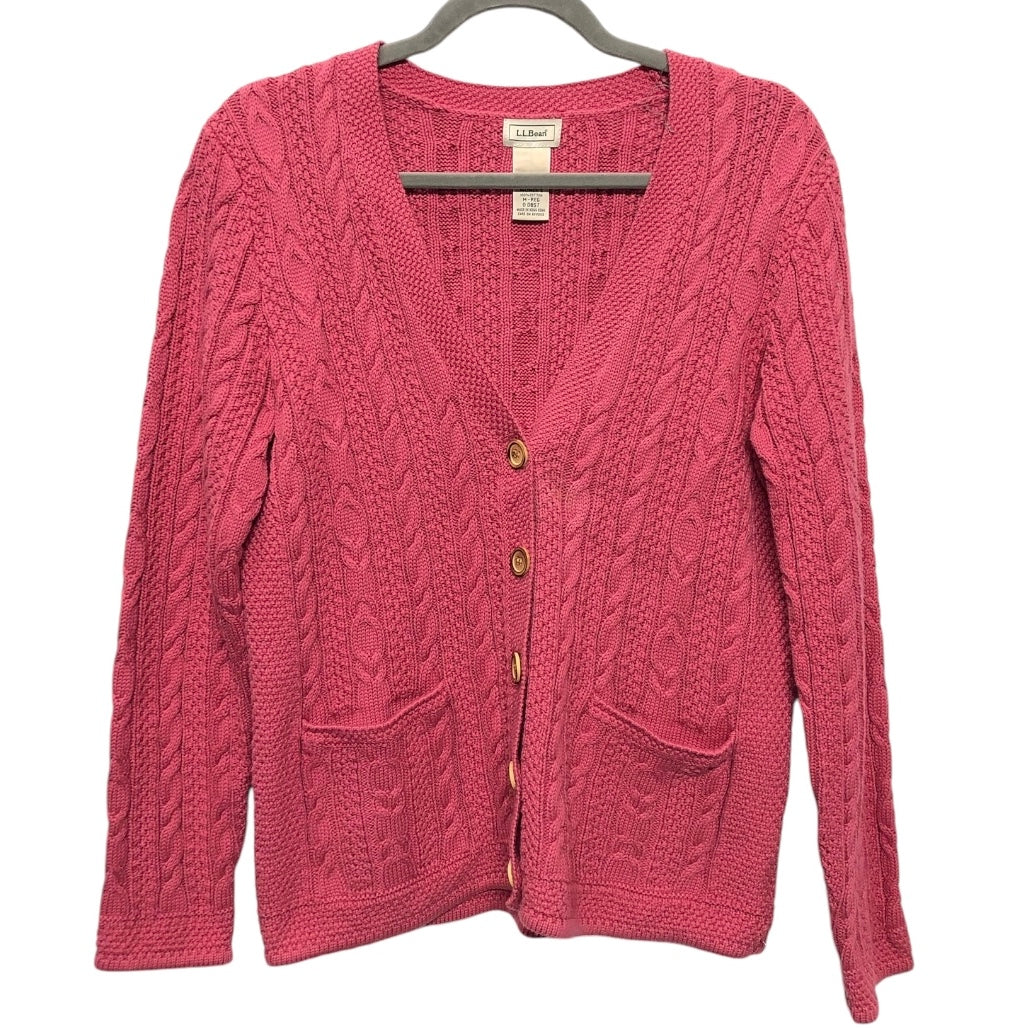 Sweater Cardigan By L.L. Bean In Pink, Size:M