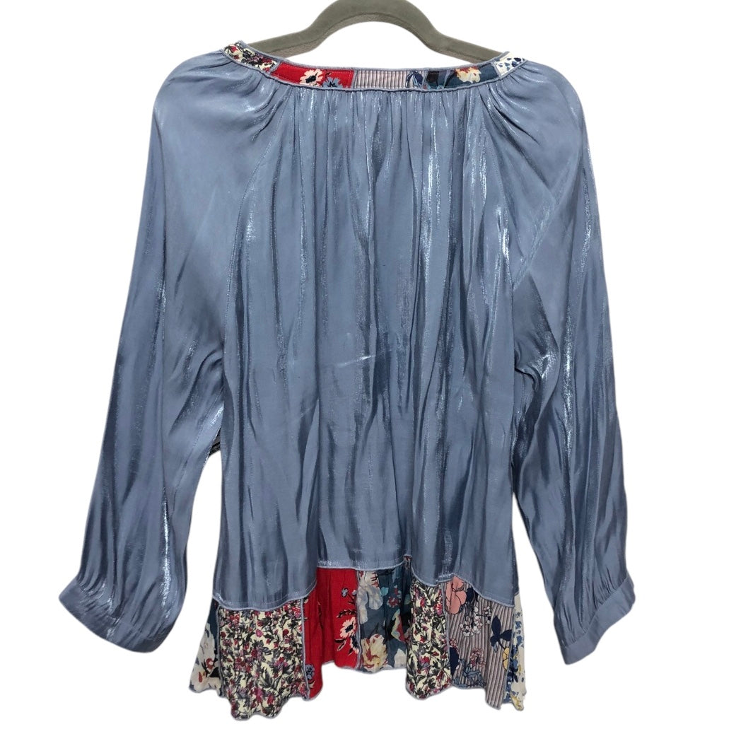 Blouse Ls By John Mark In Blue, Size:L