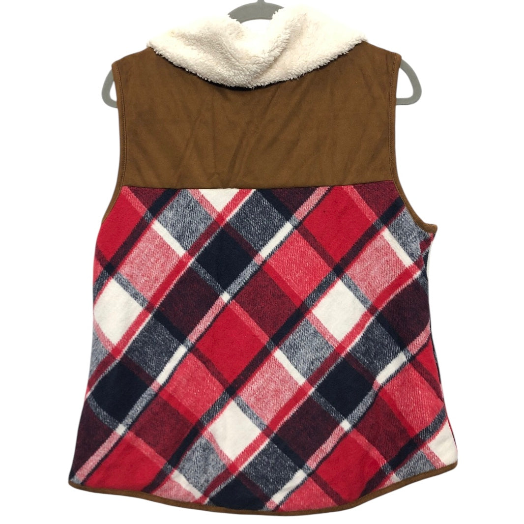 Vest Fleece By Judith March In Plaid Pattern, Size:L