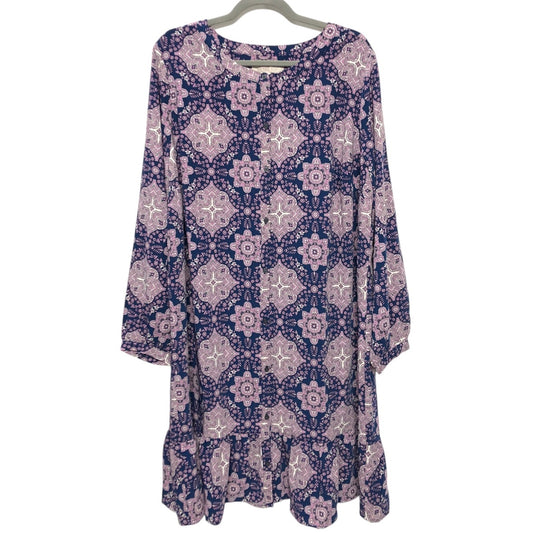Dress Casual Short By Loft In Blue & Pink, Size:18