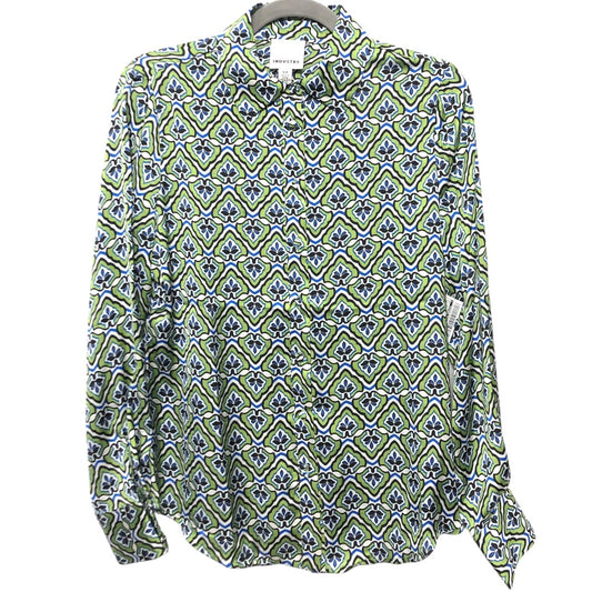Top Ls By Clothes Mentor In Green & White, Size:S