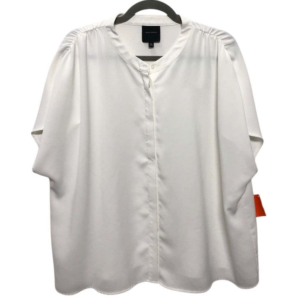 Blouse Ss By Alex Marie In White, Size:Xxl