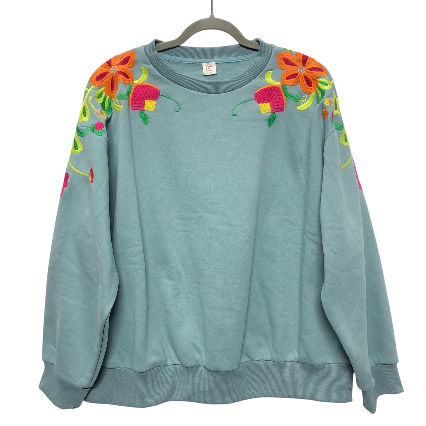 Sweatshirt Crewneck By Clothes Mentor In Blue, Size:1X