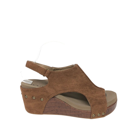 Sandals Heels Wedge By Corkys In Brown, Size: 9