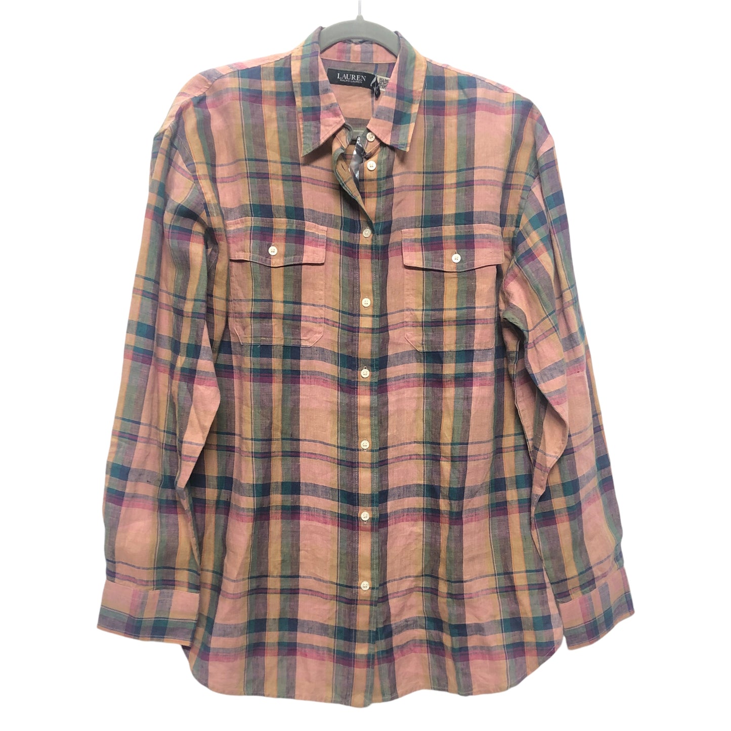 Top Ls By Lauren By Ralph Lauren In Plaid Pattern, Size:L