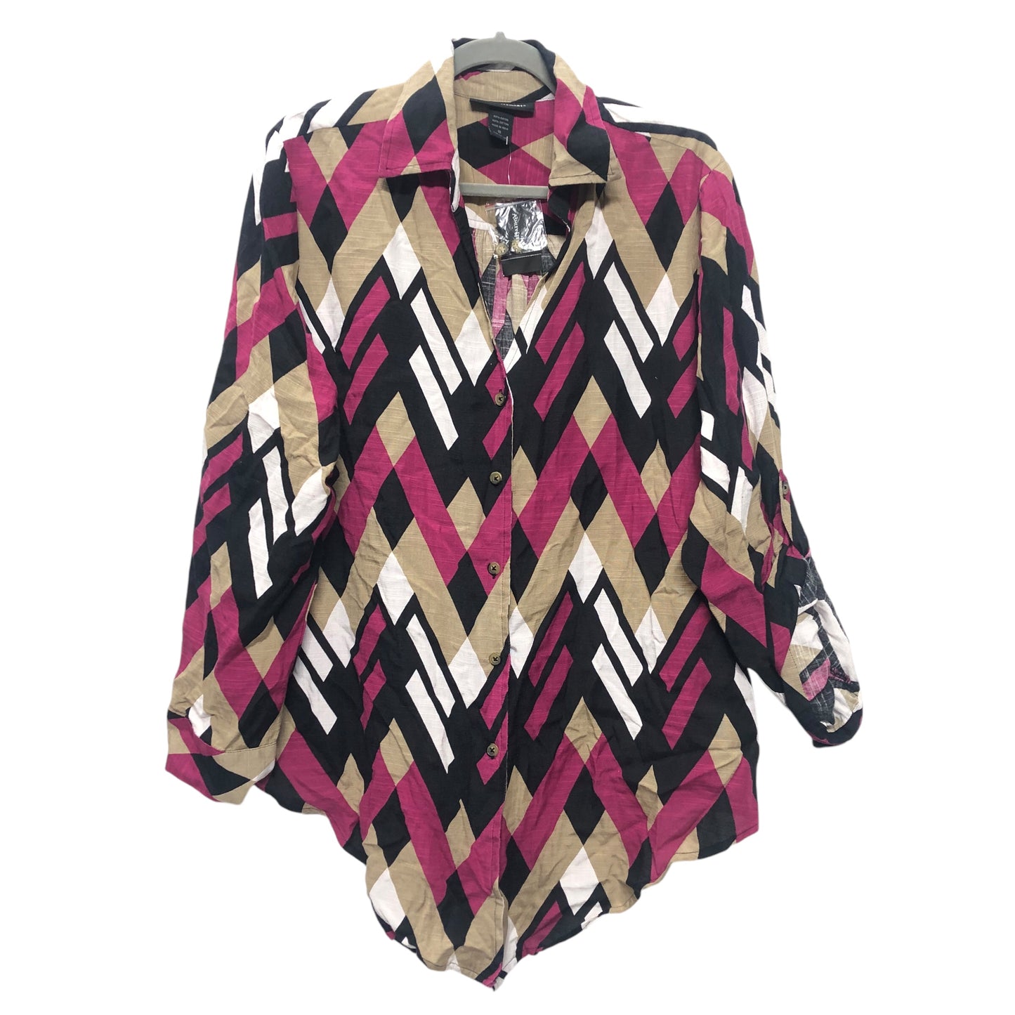 Top Ls By Ashley Stewart In Black & Pink, Size:18