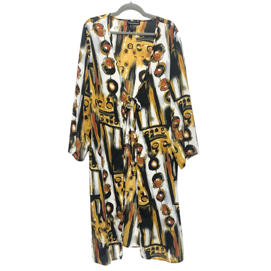 Kimono By Ashley Stewart In Black & Yellow, Size:1X