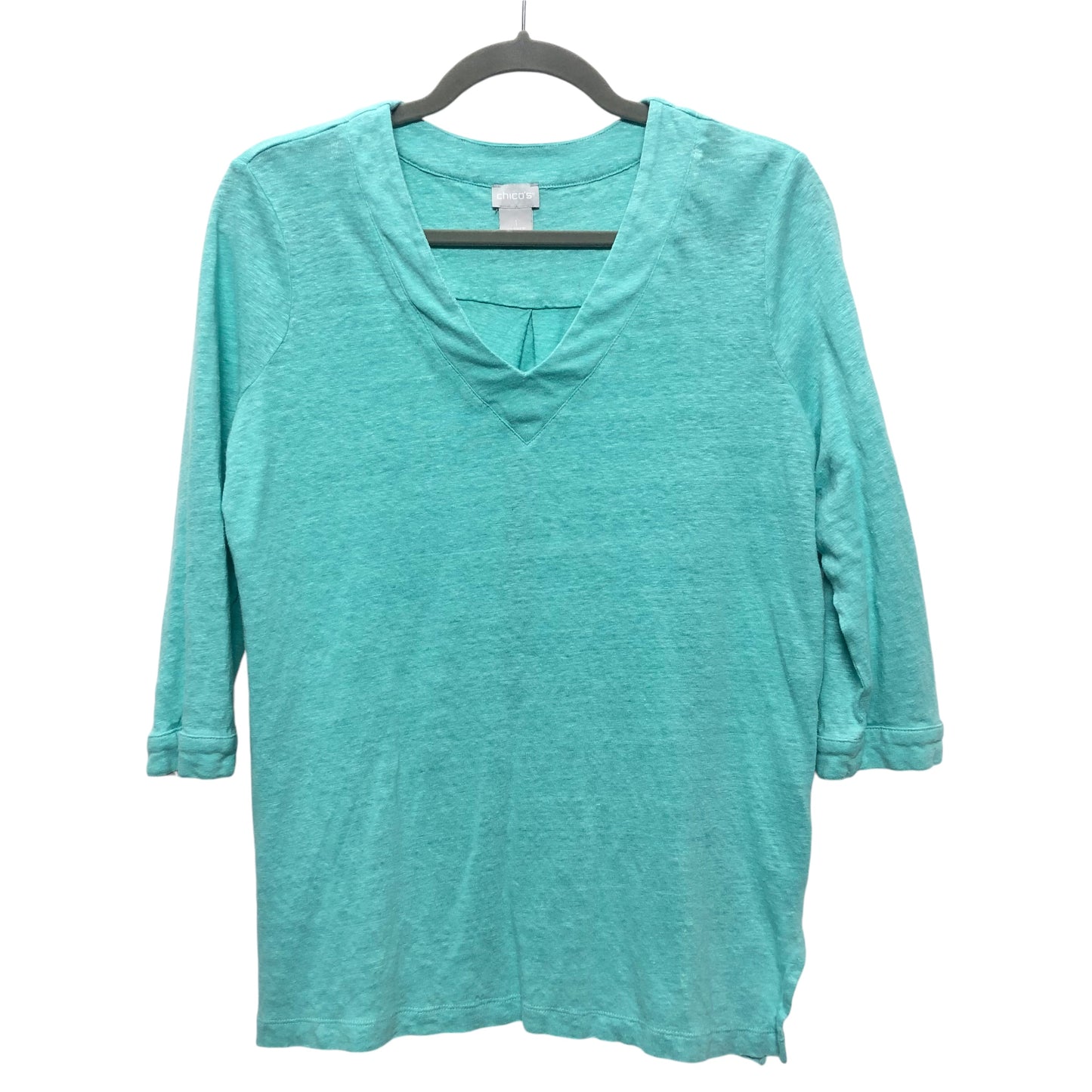 Top 3/4 Sleeve By Chicos In Aqua, Size:M