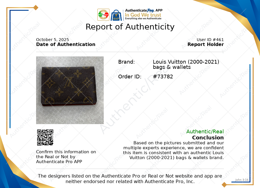 Id/card Holder Luxury Designer By Louis Vuitton, Size: Small