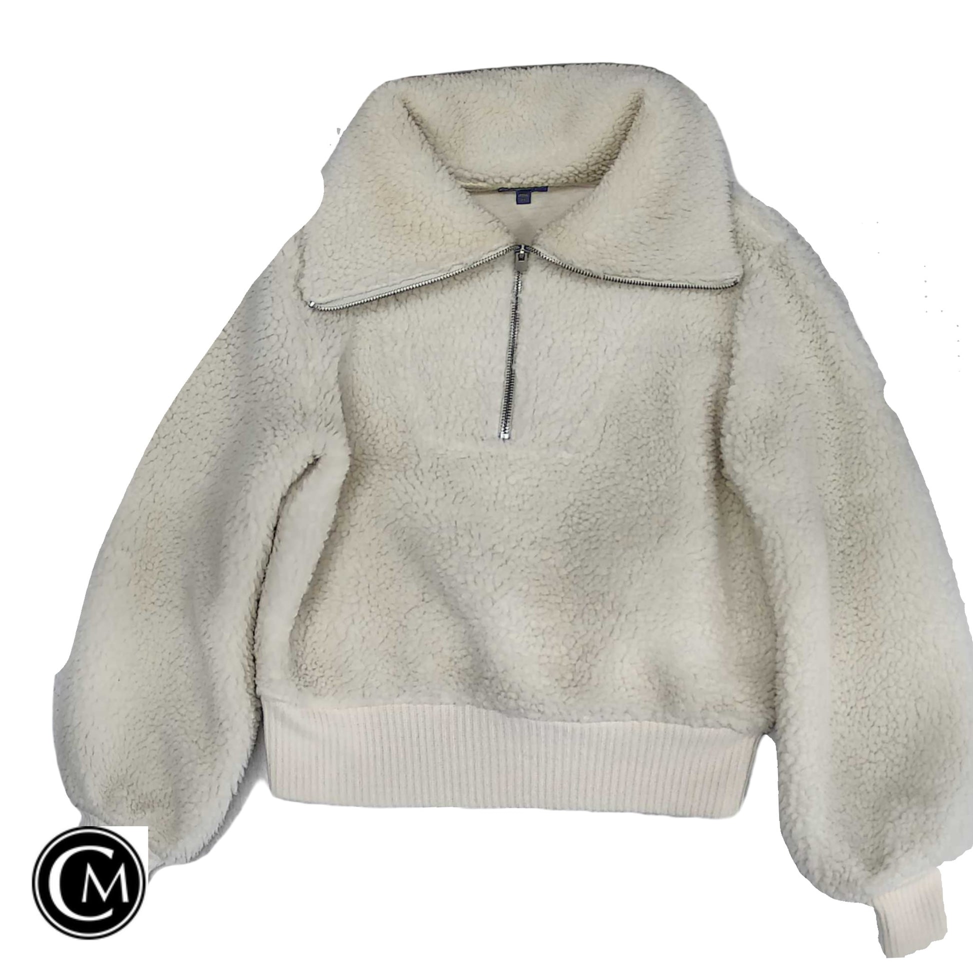 Jacket Fleece By Express In Cream, Size: Xs image 1