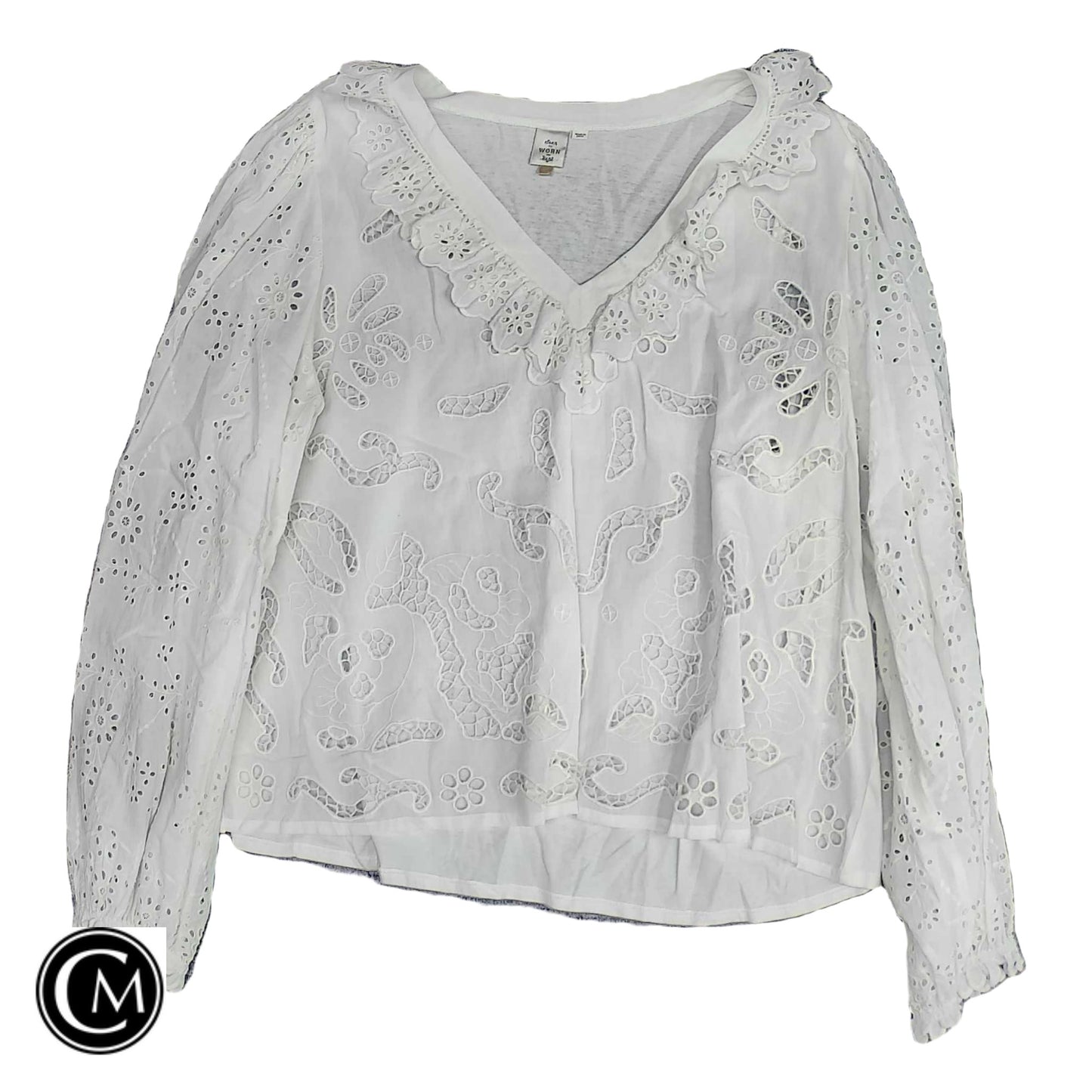 Blouse Ls By Anthropologie In Ivory, Size: Xl image 1