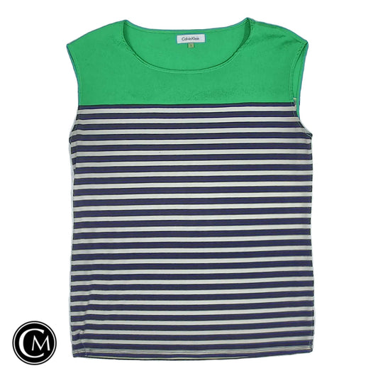 Top Sleeveless By Calvin Klein In Black & Green, Size: S image 1