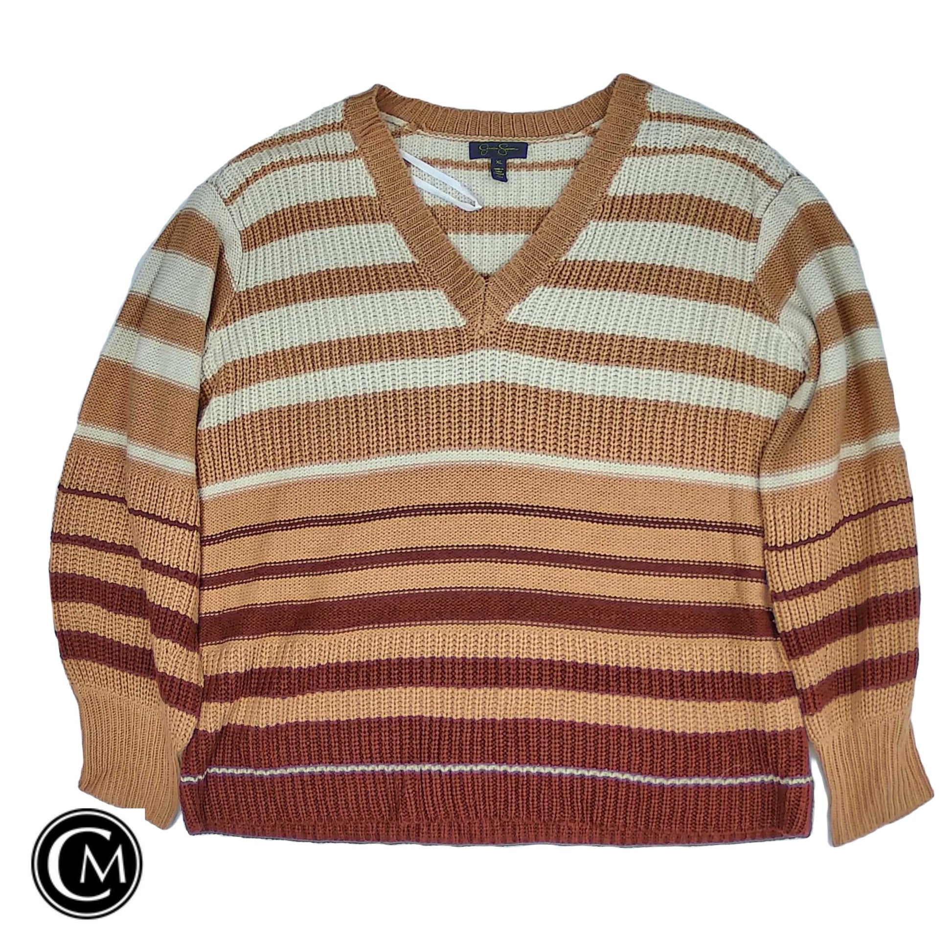 Sweater By Jessica Simpson In Orange & Red, Size: Xl image 1