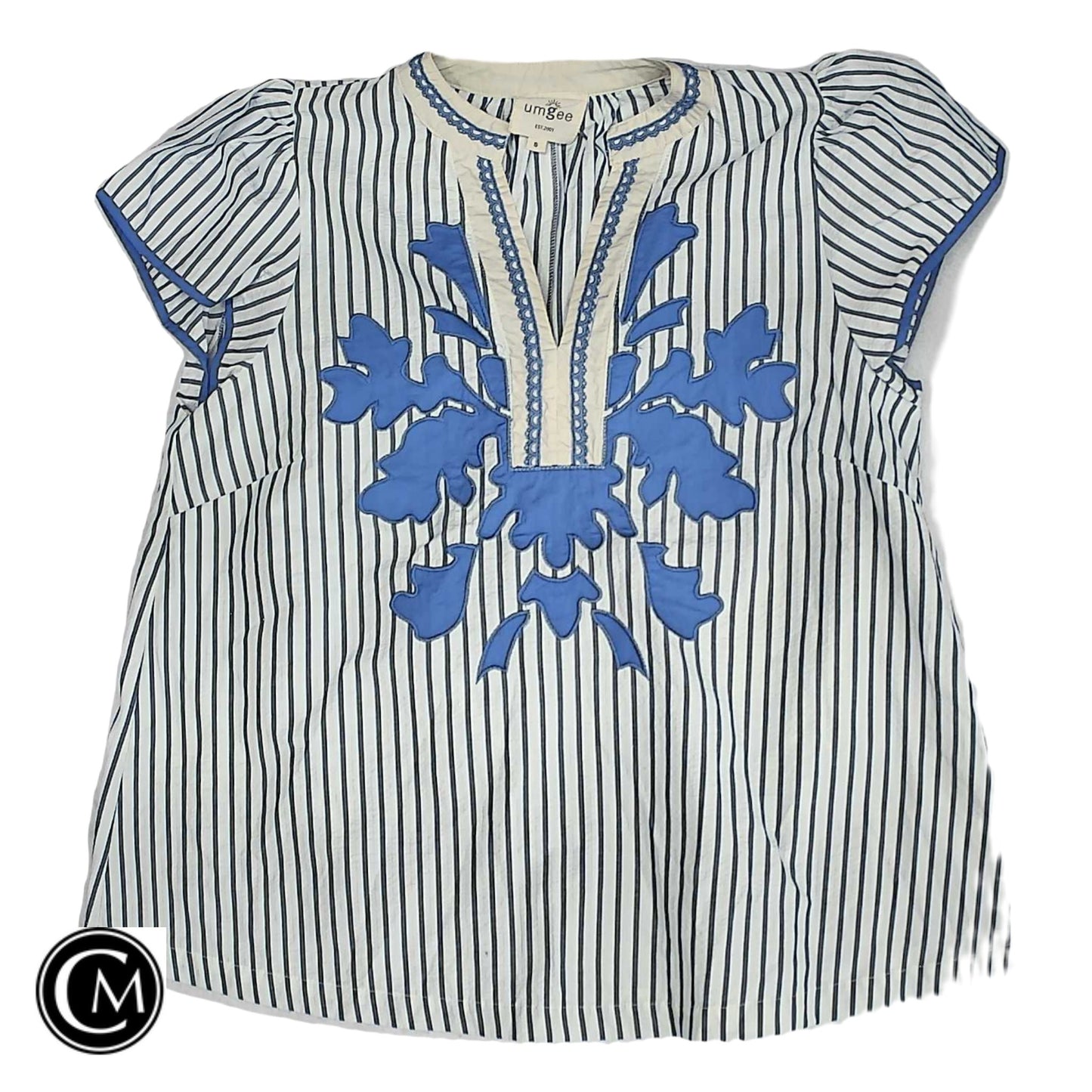 Blouse Sleeveless By Umgee In Blue & White, Size: S image 1