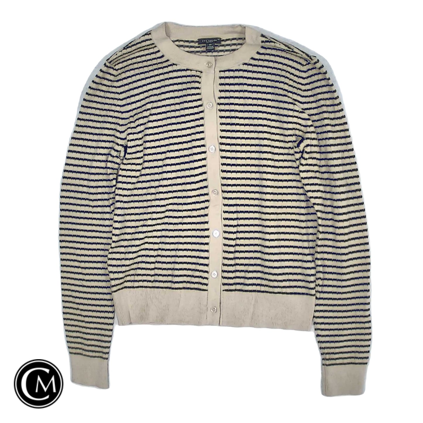 Cardigan By Ann Taylor In Black & Cream, Size: Xs image 1