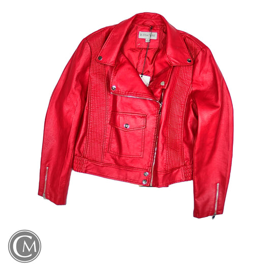 Jacket Moto By Clothes Mentor In Red, Size: L image 1