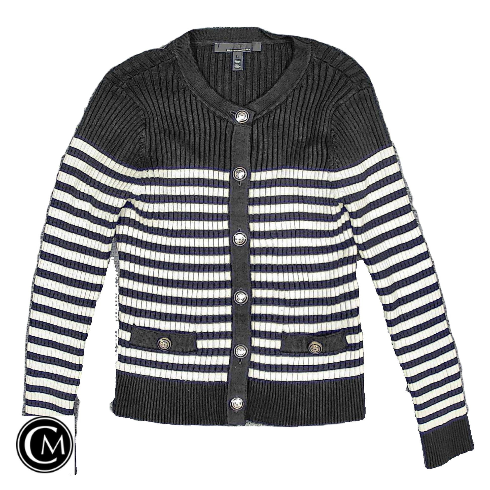 Sweater Cardigan By White House Black Market In Black & White, Size: L image 1