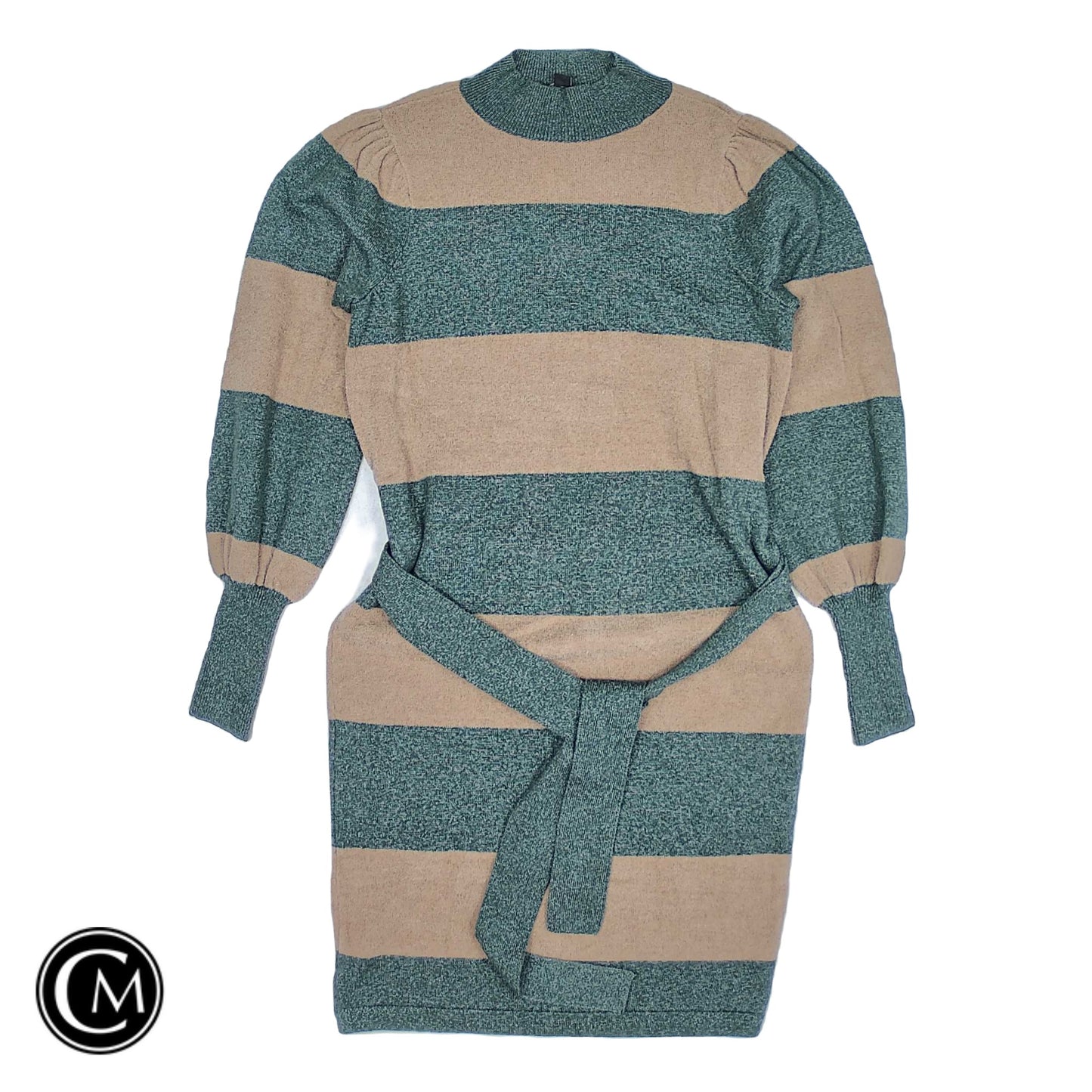 Dress Sweater By Ann Taylor In Green & Tan, Size: Xs image 1