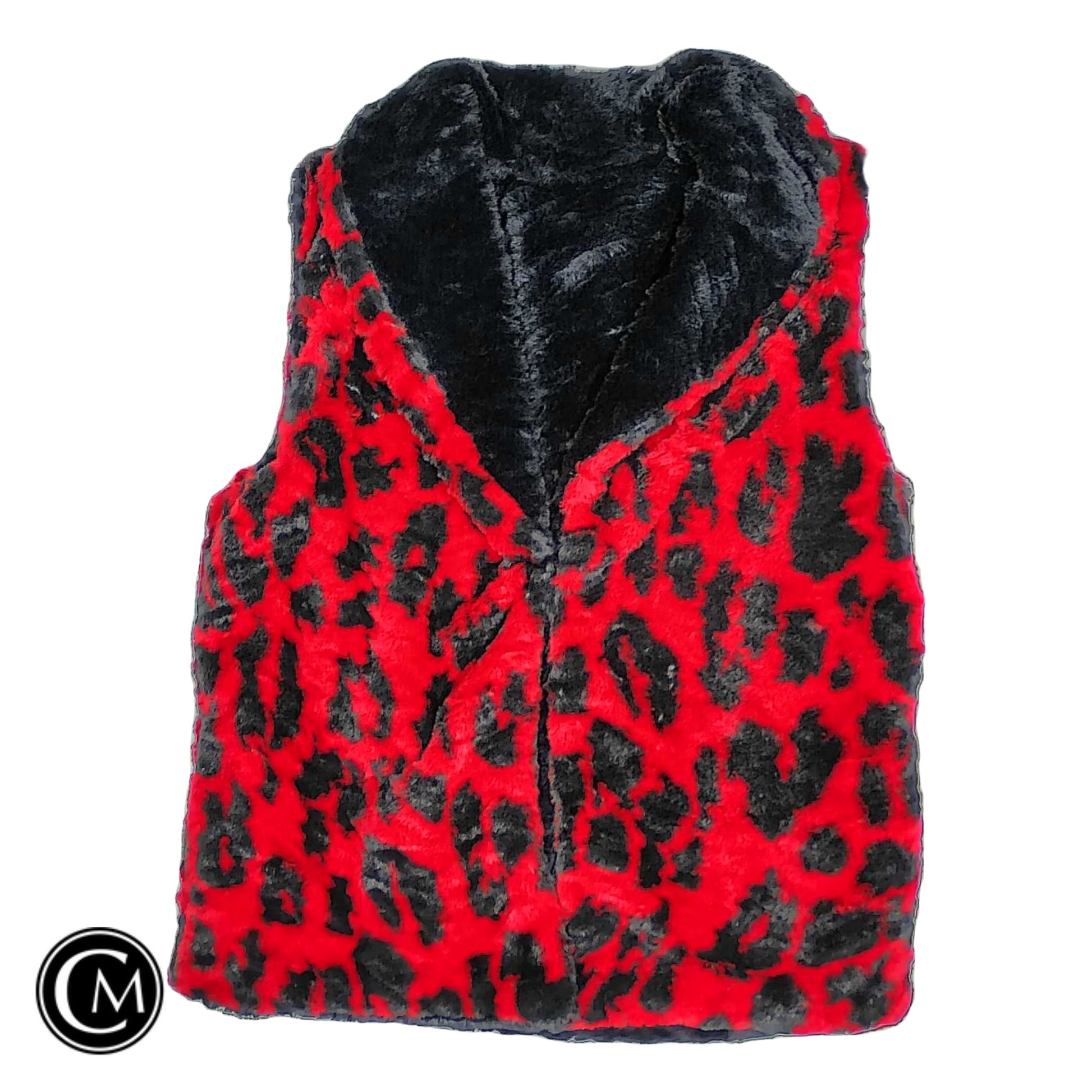Vest Faux Fur & Sherpa By Onque In Black & Red, Size: L image 1