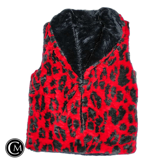 Vest Faux Fur & Sherpa By Onque In Black & Red, Size: L image 1