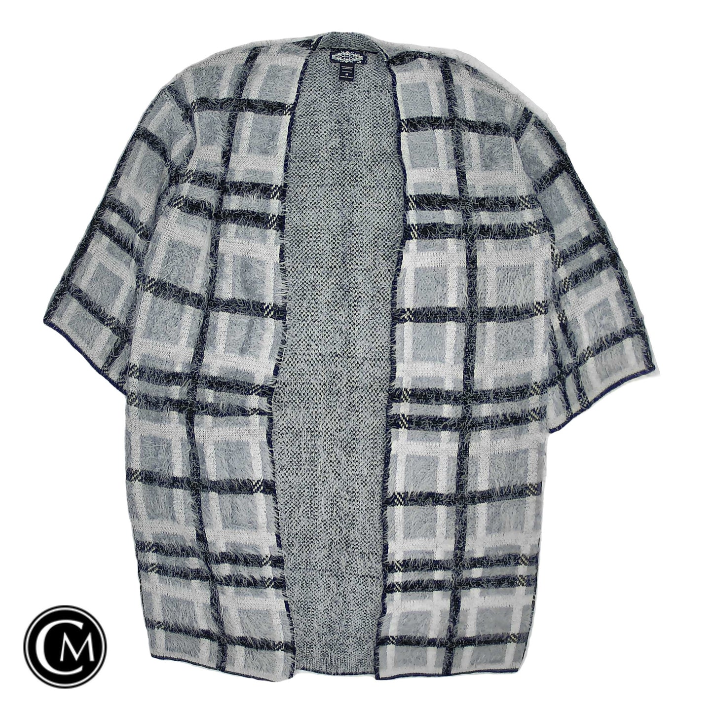 Cardigan By Clothes Mentor In Grey & White, Size: M image 1